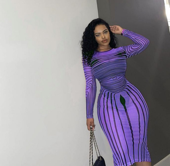 (S-2XL)💋 Women Elegant Color Blocking Long Sleeves Mesh See- through Bodycon Dress